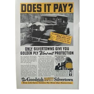 Vintage 1936 Goodrich Silvertown Does it Pay Ad Advertisement
